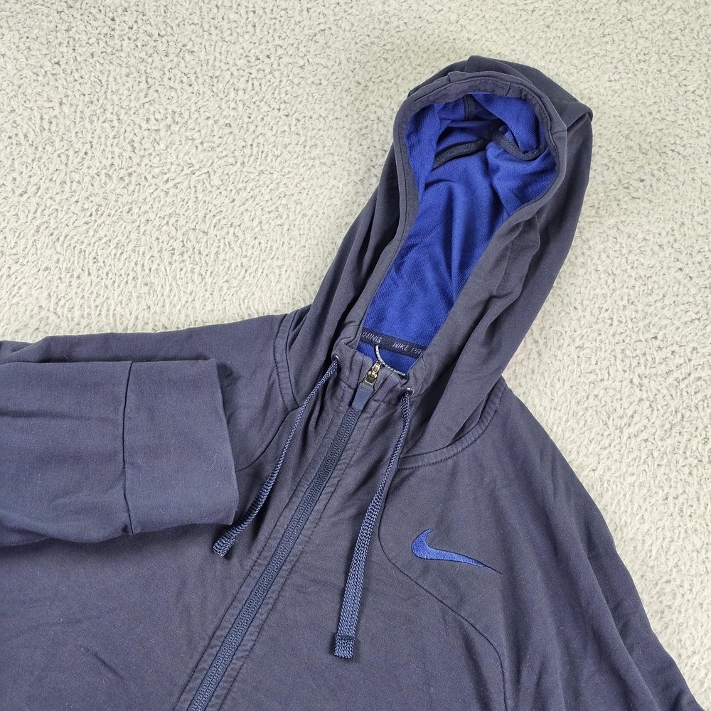 Nike Dri-FIT Hoodie Mens Medium Blue Full Zip Pro Training Athletic 644294-482